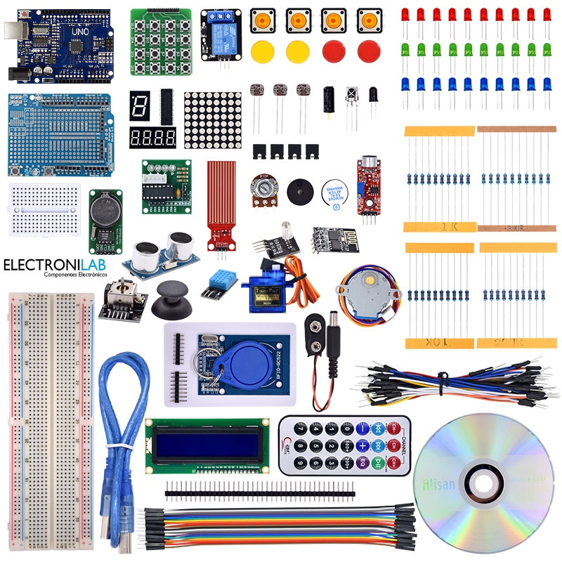 Kit Arduino Avanzado Completo UNO R3 + Sensores + LCD + RFID + Servo