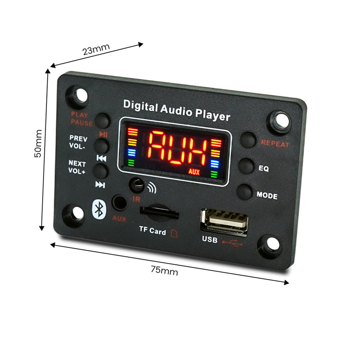 Reproductor MP3, USB, FM Cuadrado 12V