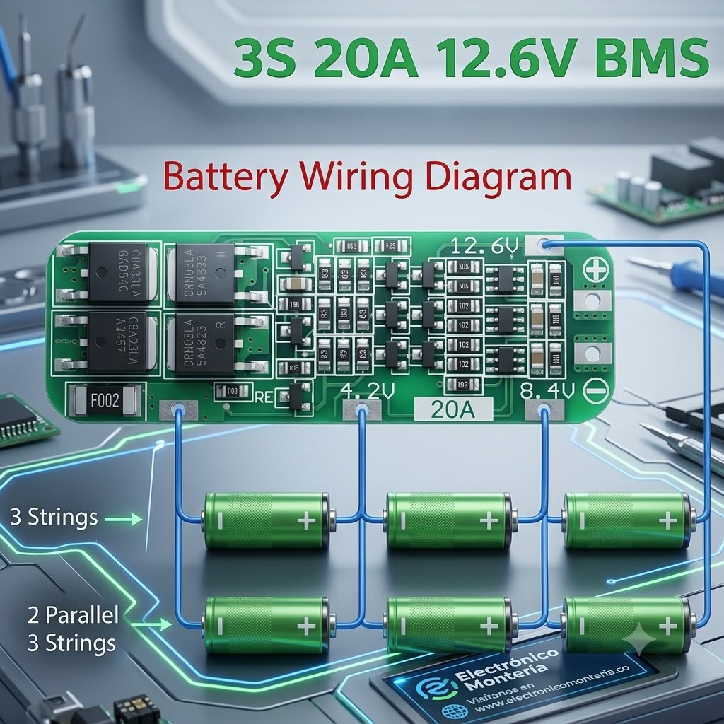 Diagrama modulo carga bms 3s 20a 18650