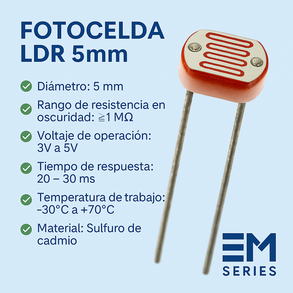 Fotocelda LDR 5mm – Sensor de Luz