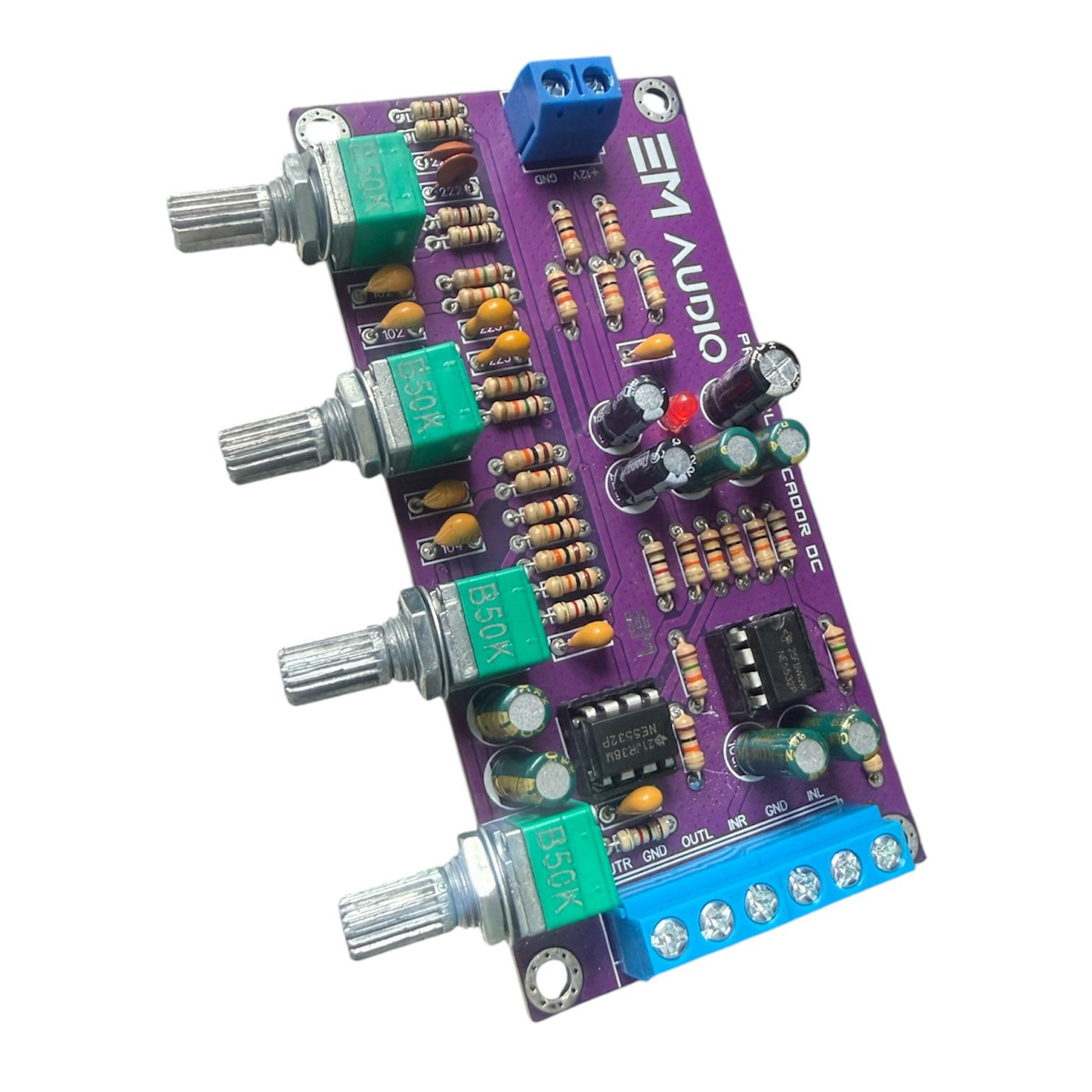 Preamplificador Estéreo EM AUDIO 12V-24V DC